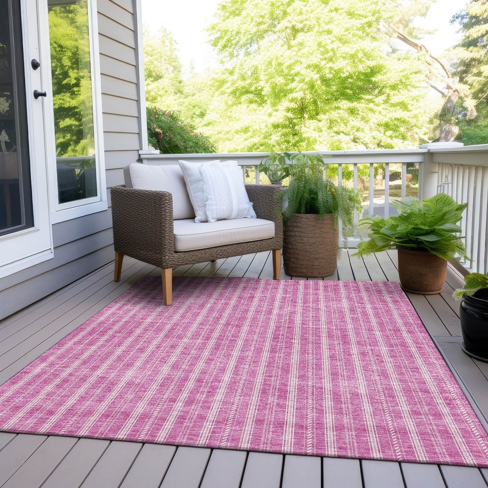 Machine Washable Indoor/ Outdoor Chantille Stripe Twist Rug