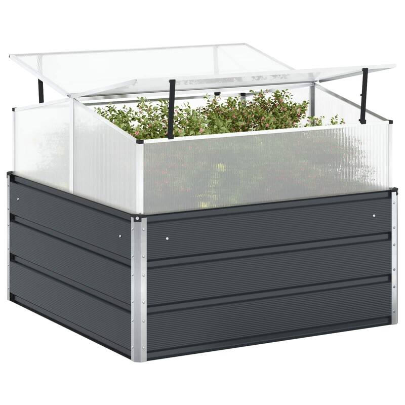 vidaXL Planter 39.37 x 39.37 x 30.31 in Galvanised Steel - 39.37 x 39.37 x 30.31