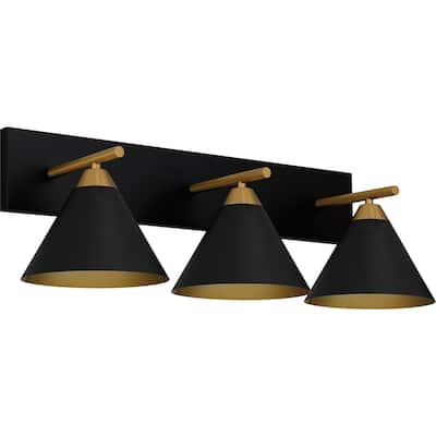 Mastro 3-Light Matte Black Bath Light