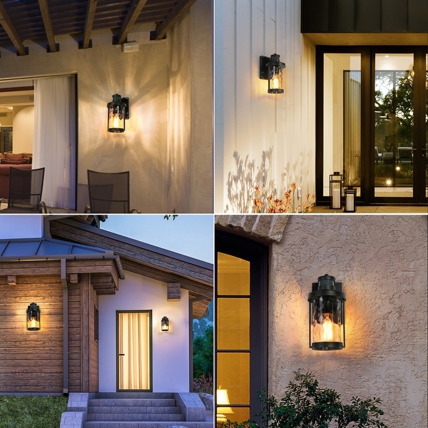 2 Pack Modern Outdoor Wall Lights Motion Sensor Wall Sconce Lights Black Exterior Lighting D4 inch x H 10.5 inch Size D4 x H 10.5