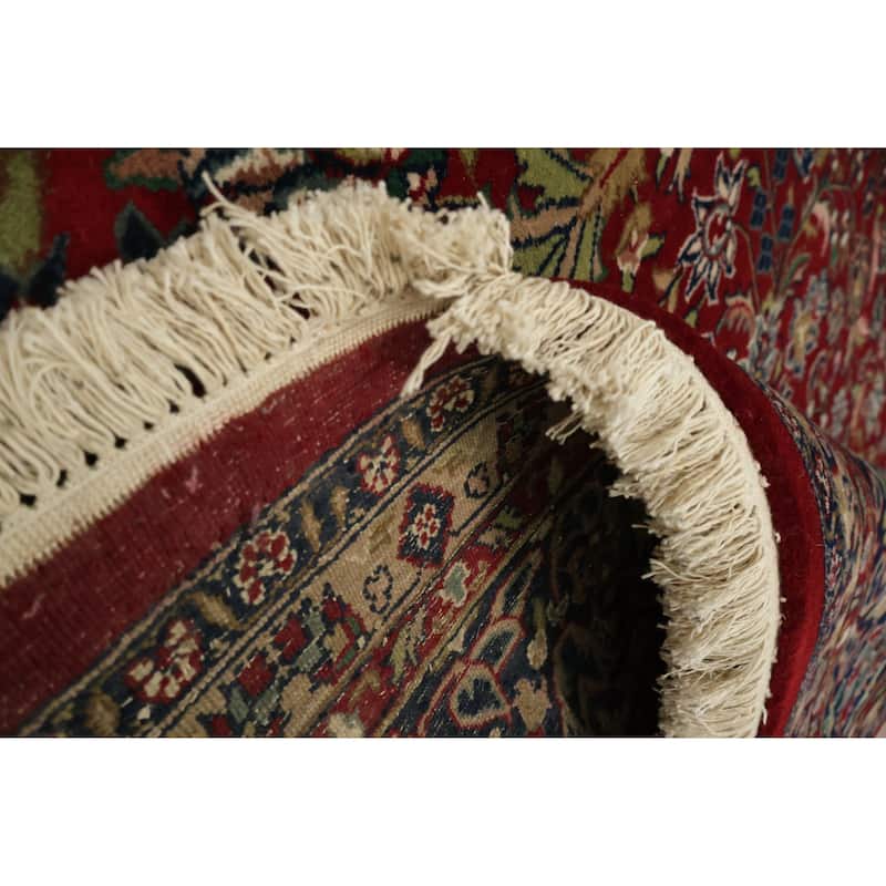 Hand Knotted Oriental 100% Wool Carpet Traditional Traditional Red Kashan Area Rug - 9' 11'' X 7' 11''
