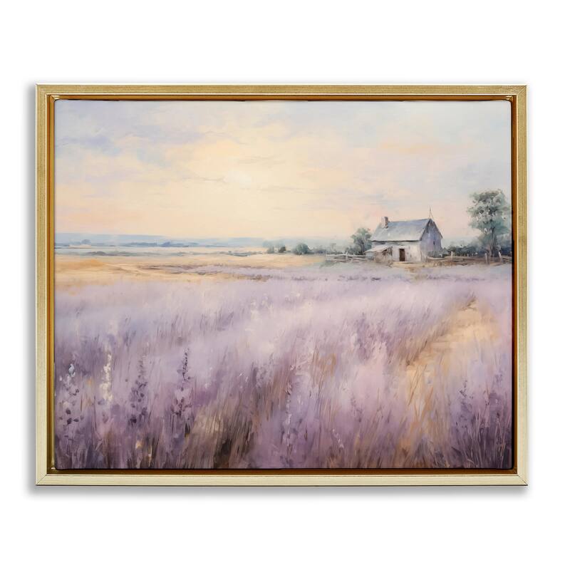 Stupell Lavender Farm Fields Framed Floater Canvas Wall Art Design By Arlington Prints - 21 x 17 - Gold