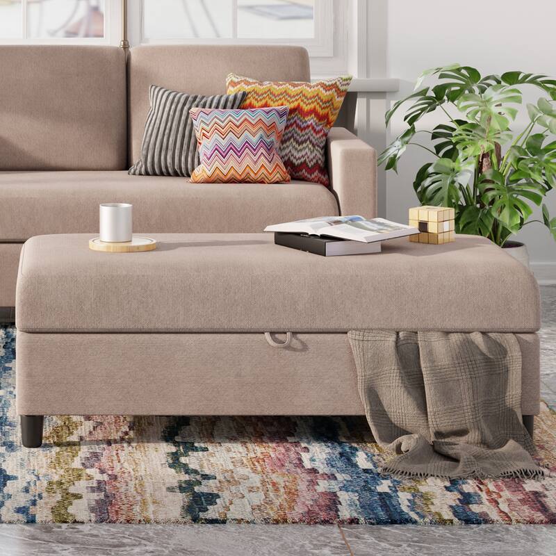 Futzca Modern L-shaped Convertible Sectional Sofa w/ Reversible Chaise - Only*Ottoman*Khaki