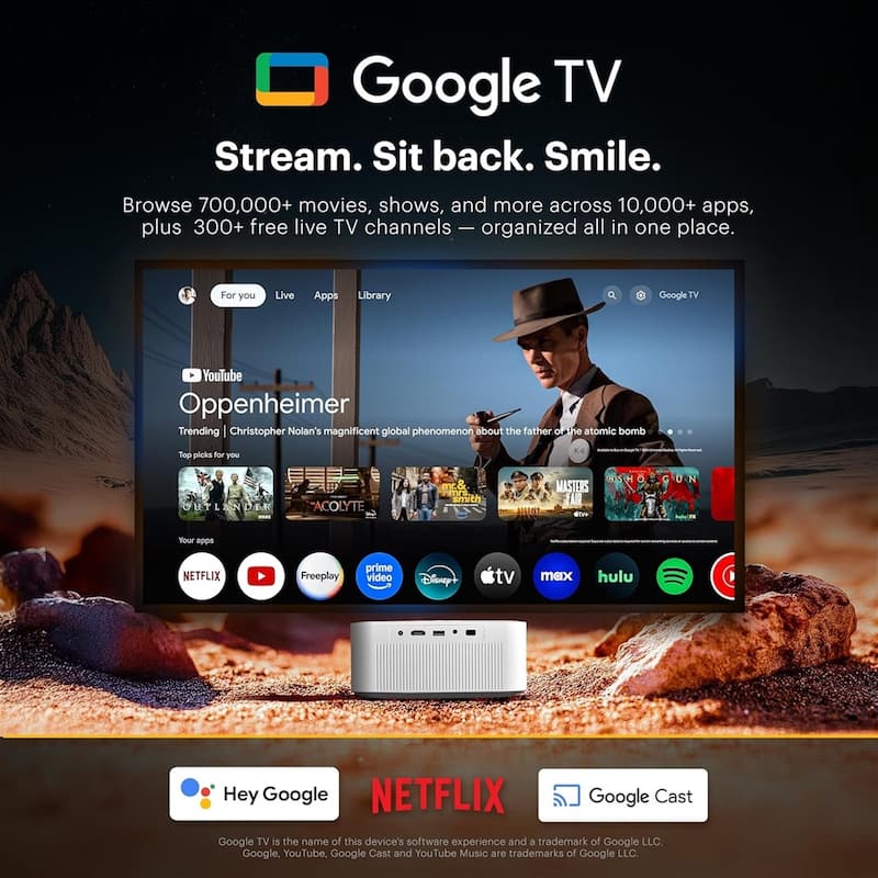 Kodak FLIK X20 Full HD Smart Projector Kit with 100" Screen, Tripod, Remote, Wi-Fi, EVA Case