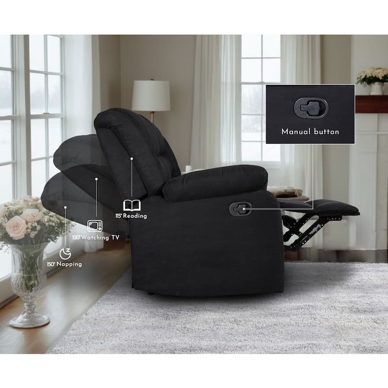 2-Piece Suede Fabric Manual Reclining Living Room Sofa Set