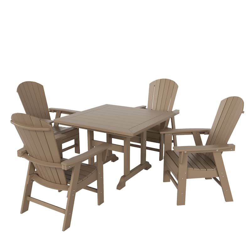 Altura 5-Piece Square Poly Eco-Friendly All Weather Outdoor Dining Set with Armchairs