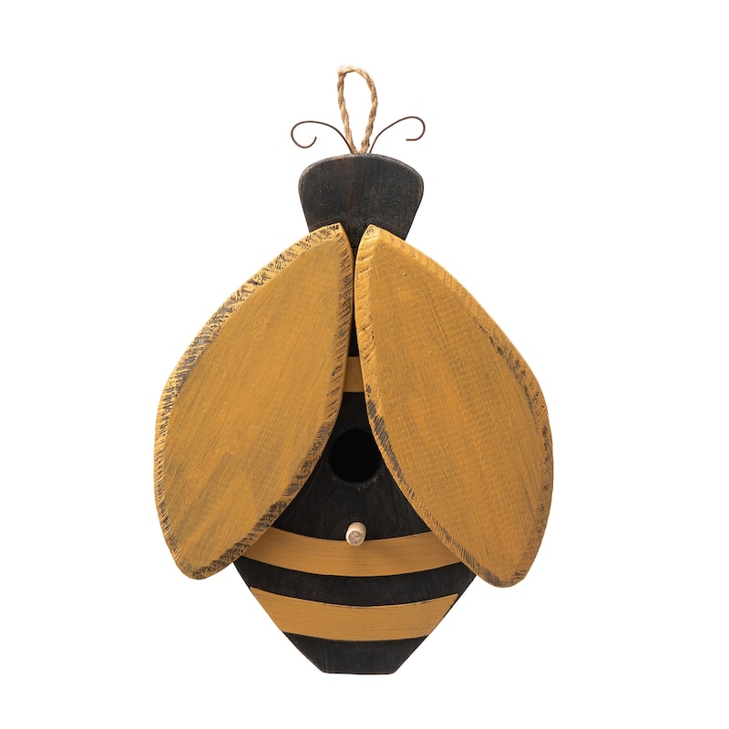 Glitzhome 11"H Cute Distressed Solid Wood Ladybug Birdhouse - 11.5"H