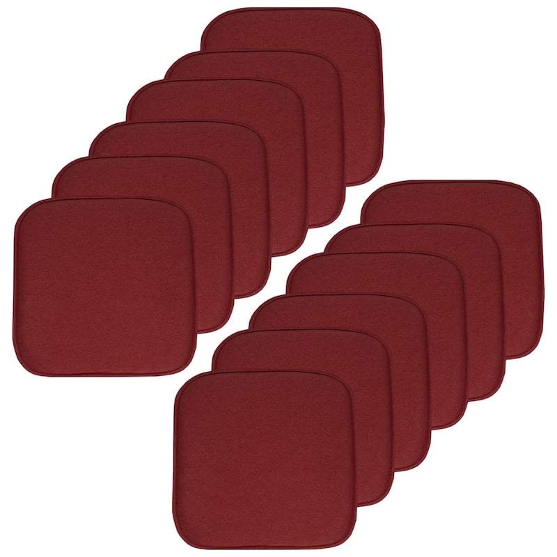 Sweet Home Collection Charlotte Jacquard Memory Foam Non Slip Back Chair Pad Cushion 16" x 16" - Set of 12 - Wine