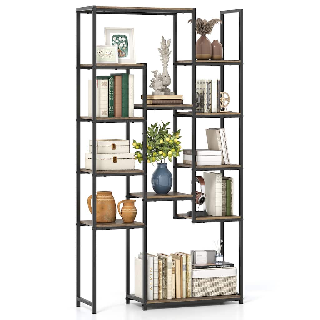 Gymax 71'' Tall Bookshelf w/12 Open Shelves Anti-tip Kit for Living