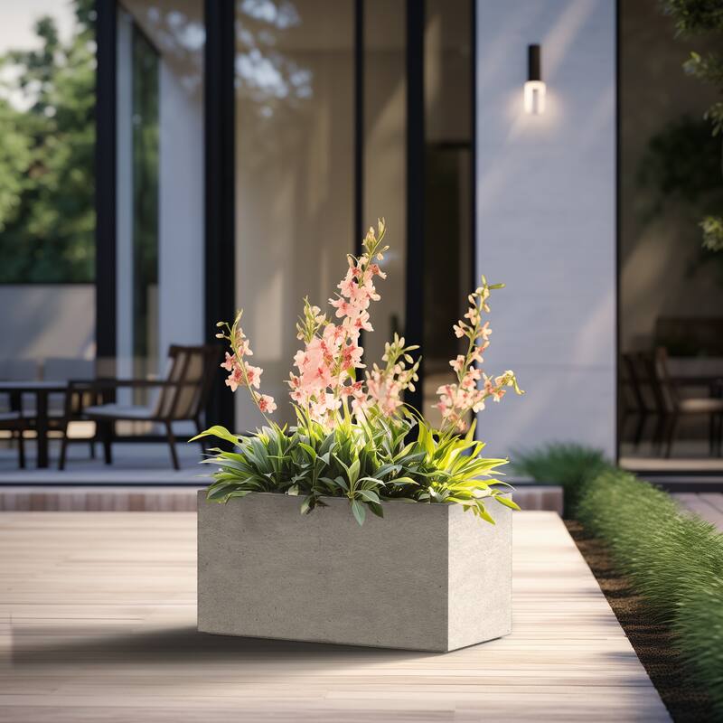 Tall Concrete Rectangle Plant Boxes / Large Indoor and Outdoor Flower Planters