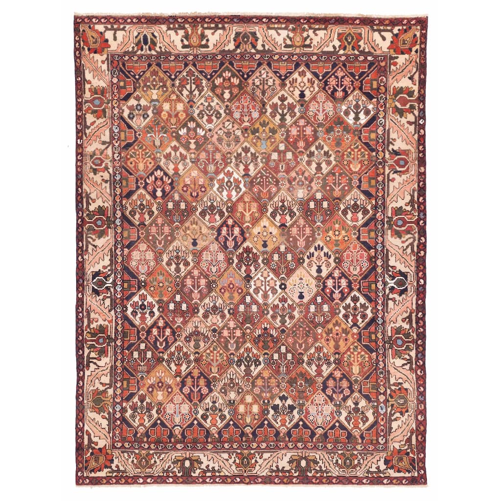 ECARPETGALLERY Hand-knotted Kayseri Vintage Dark Red Wool Rug - 7'2 x 9'7