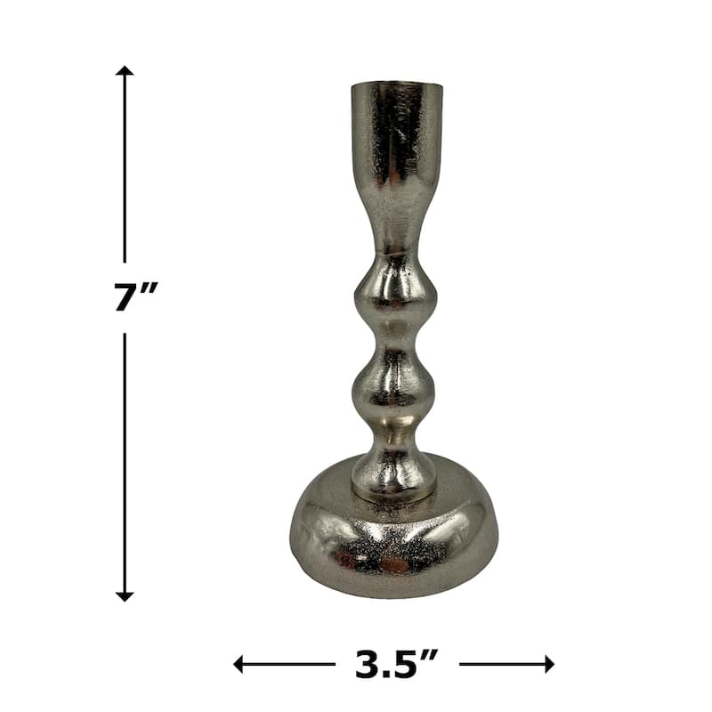 7 Inch Decorative Handmade Aluminum Modern Candle holder Set of 2 - 3.5 x 3.5 x 7 in