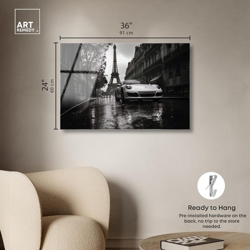 Driving in the Rain Paris Acrylic by Art Remedy, Ready to Hang