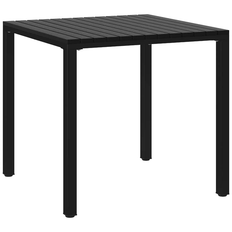 Frond and Form 31.5 Inch Outdoor Square Dining Table with Metal Frame - Black