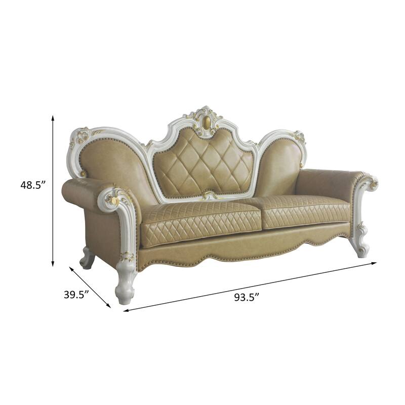 Deveraux Butterscotch and Antique Pearl Diamond Tufting Sofa