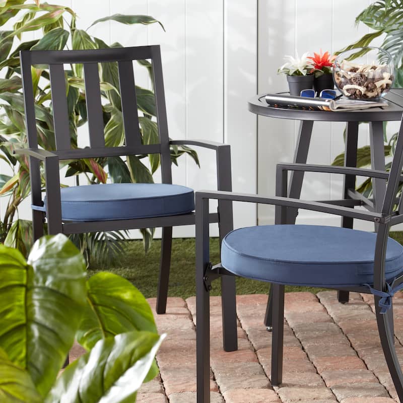 Greendale Home Fashions 18" Round Outdoor Chair Pad (Set of 2) - Navy