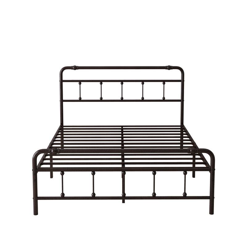 Metal Platform Bed Frame with Victorian Style Wrought Iron Bed Bath