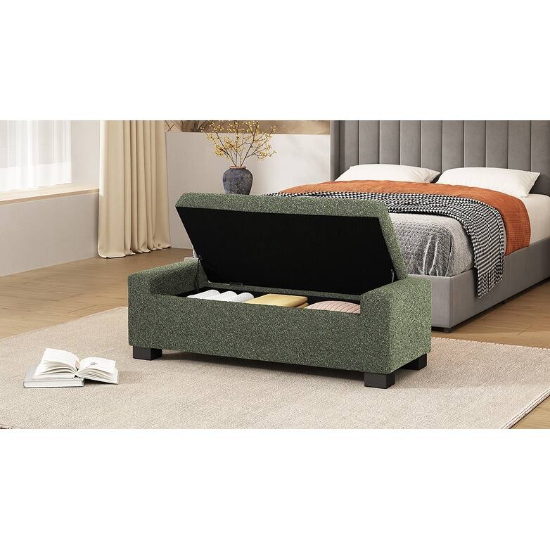 Fabric Upholstered Storage Ottoman with Flip-Lid Top