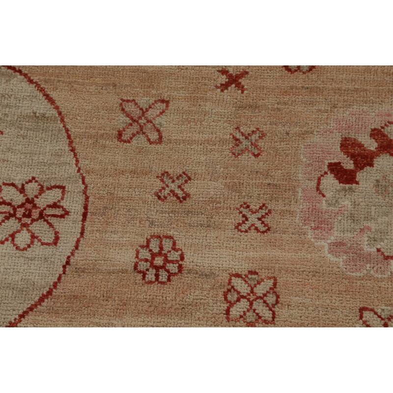 Hand Knotted Oriental 100% Wool Carpet Transitional Floral Brown Oushak Area Rug - 11' 11'' X 8' 11''