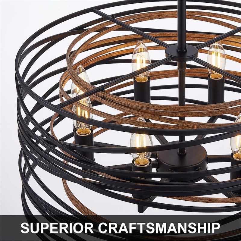 24" Modern Farmhouse Metal Cage Chandelier