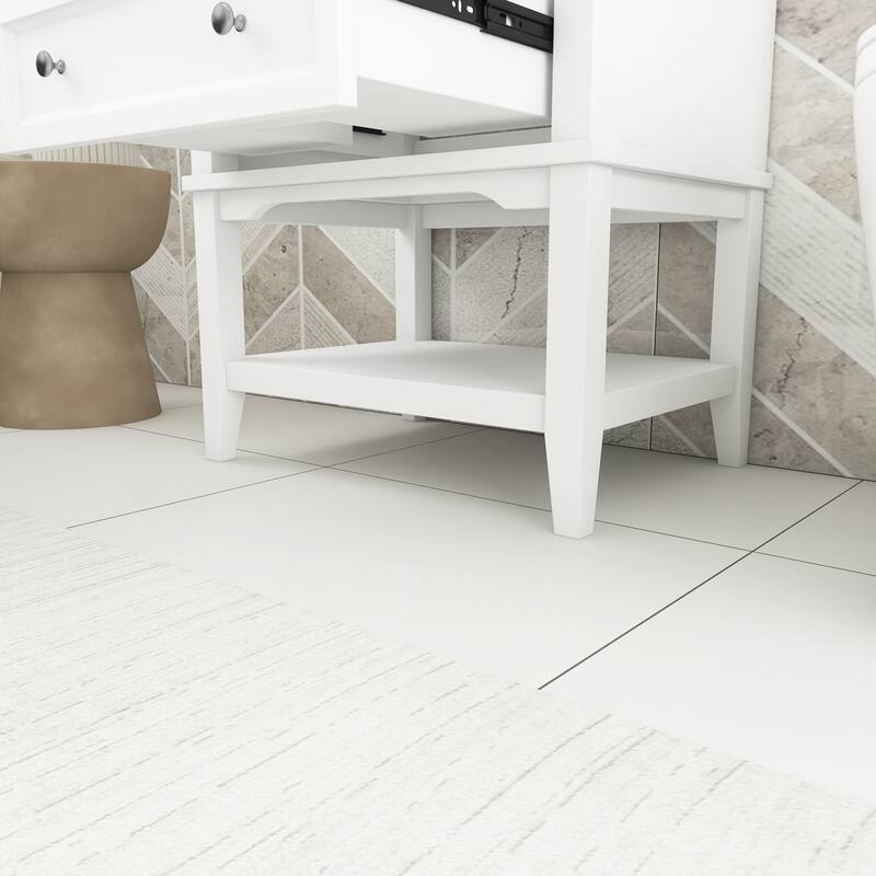 24 Inch MDF Freestanding Bathroom Vanity Set in White Integrated Ceramic Sink - 24" x 32" in.