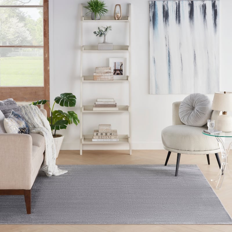 Nourison Modern Solid Indoor/Outdoor Area Rug - 7' Square - Silver/Grey