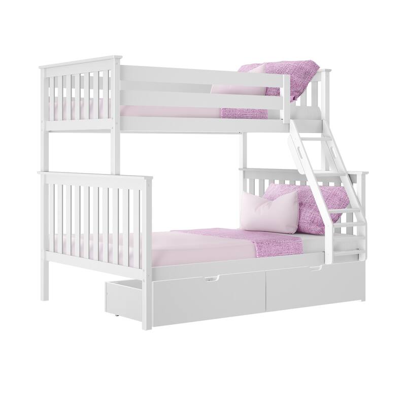 Max and Lily Twin over Full Bunk Bed with Under Bed Storage Drawers