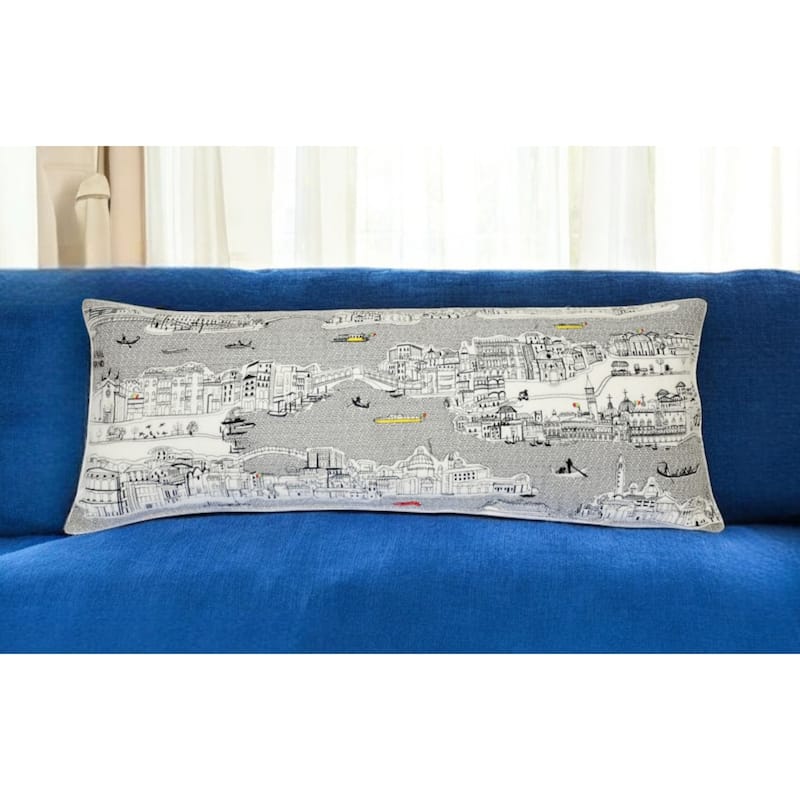 HomeRoots 35" White Venice Daylight Skyline Lumbar Decorative Pillow - Bed Rest - Polyester