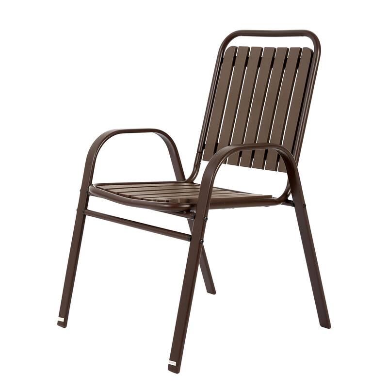5 Piece Outdoor Dining Table Set, All Weather Outdoor Table and Chairs Set with Square Metal Dining Table with Plastic Chair