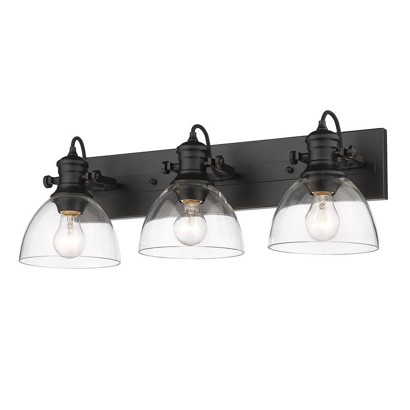 Golden Lighting 3118-BA3 CLR Hines 3 Light 25" Wide Vanity Light with - Matte Black