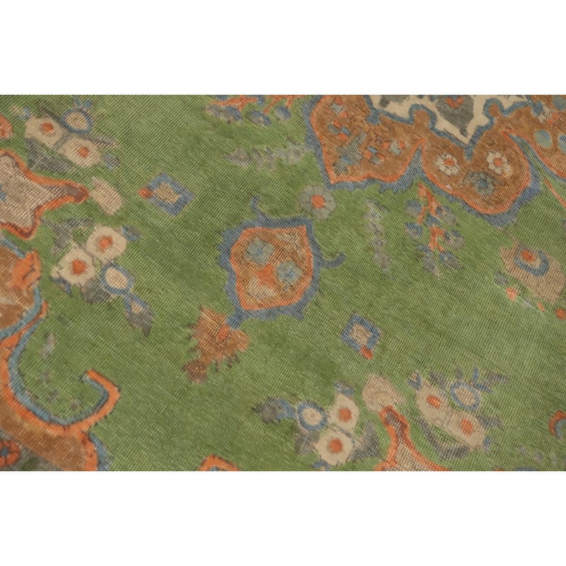 Hand Knotted Oriental 100% Wool Carpet Traditional Floral Green Tabriz Area Rug - 9' 1'' X 6' 8''