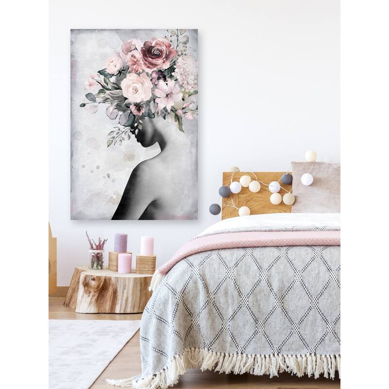 'Fresh Floral Crown' Painting Print on Wrapped Canvas