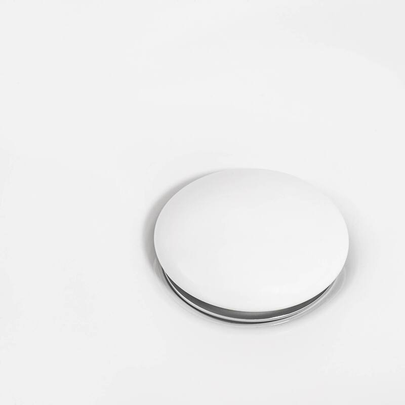 Ruvati White Ceramic Top Push Pop-up Drain for Bathroom Sinks without Overflow