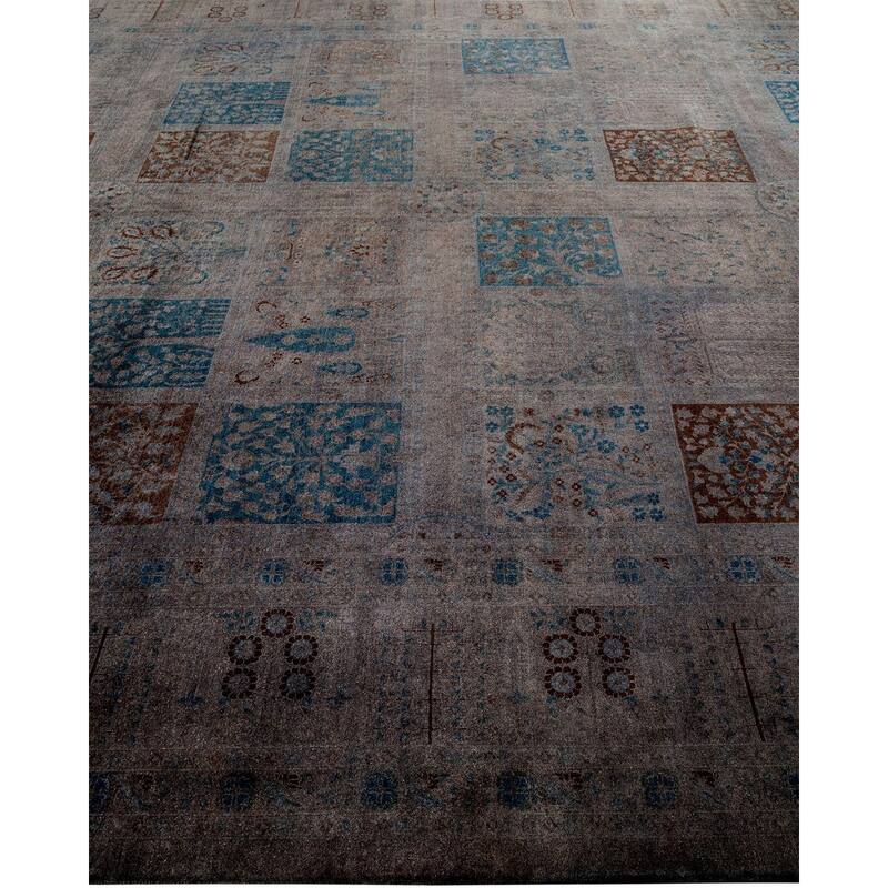 Overton Hand Knotted Wool Vintage Inspired Modern Contemporary Overdyed Gray Area Rug - 10' 3" x 13' 10"