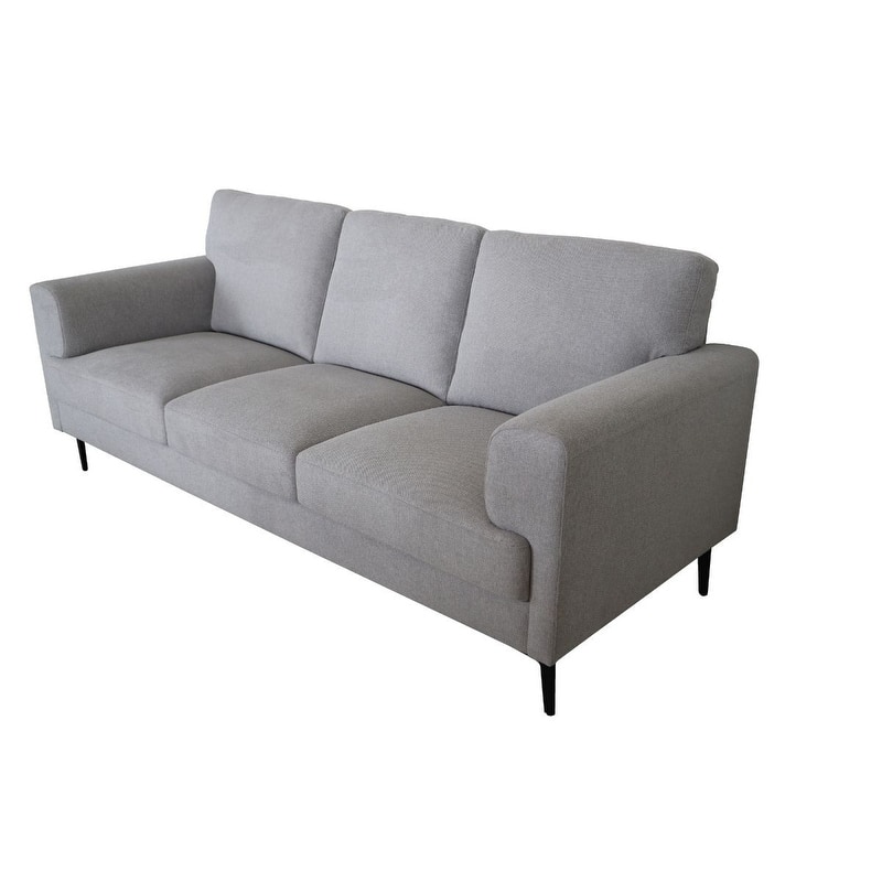 HomeRoots 84" Light Gray Linen Sofa With Black Legs - 84