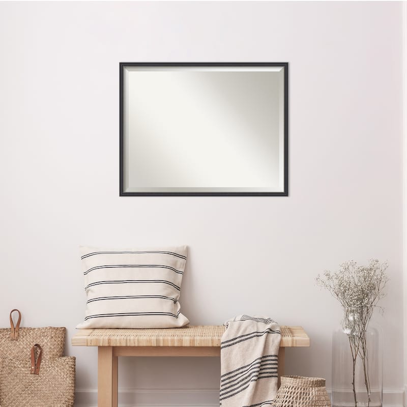 Stylish Black Narrow Beveled Wood Framed Wall Mirror - Stylish Black Narrow