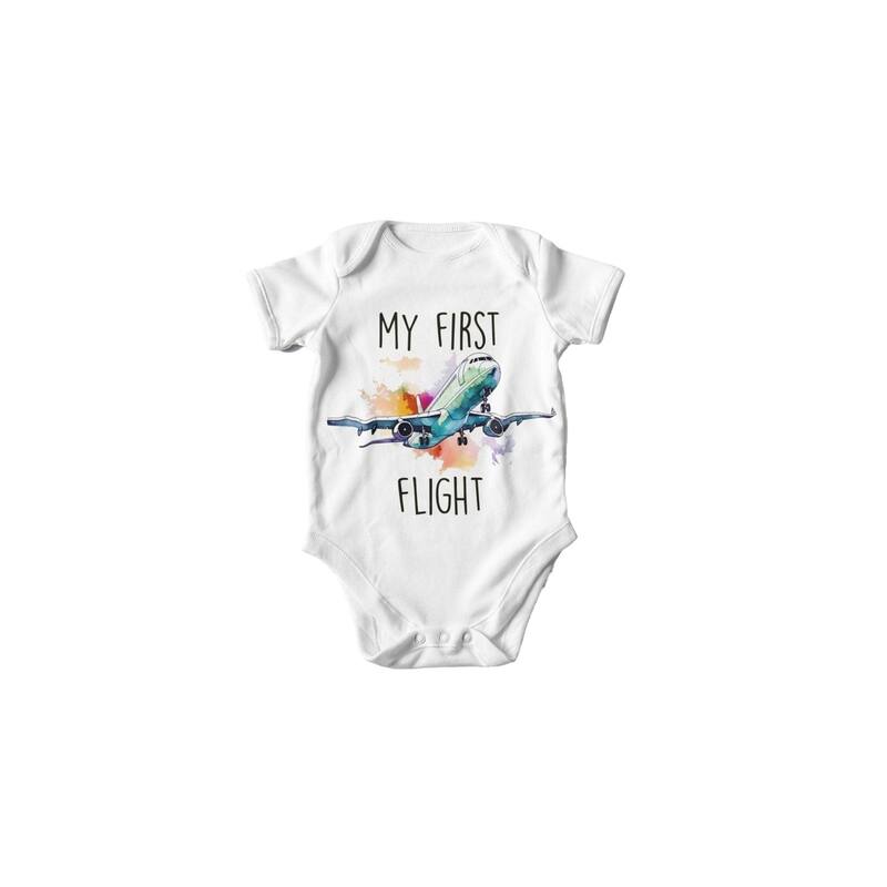 First Airplane Flight - Baby Boy Girl Clothes Infant Bodysuit Funny Cute Newborn - White - Newborn