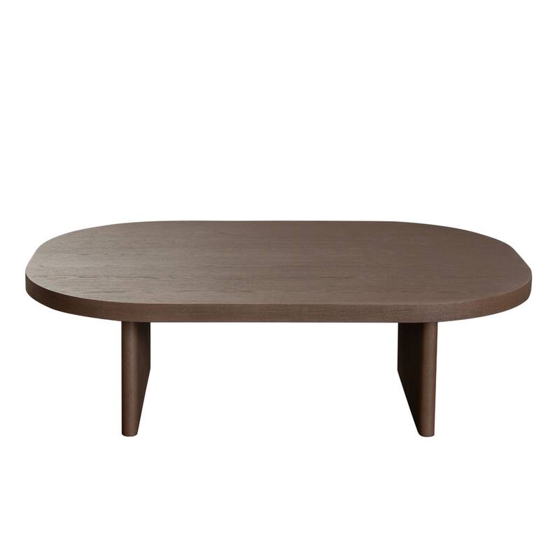 Peny Coffee Table, 47 Inch Oval Top with / Panel Legs in Dark Oak Brown