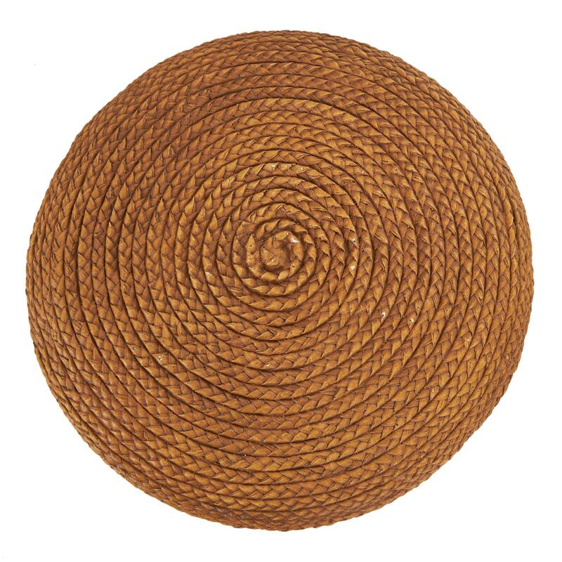 Brown Magnesium Oxide Two-Toned Garden Stool with Black Base and Woven Inspired Design