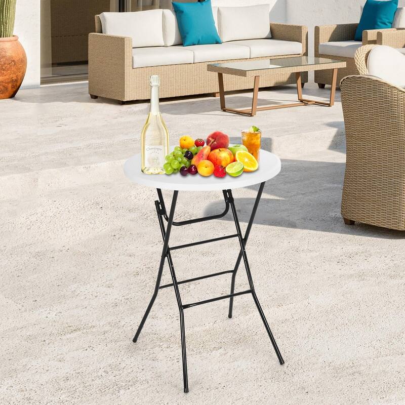 31.5'' Round Folding Picnic Table, Portable Waterproof Plastic Table with Detachable Legs for Indoor & Outdoor Events