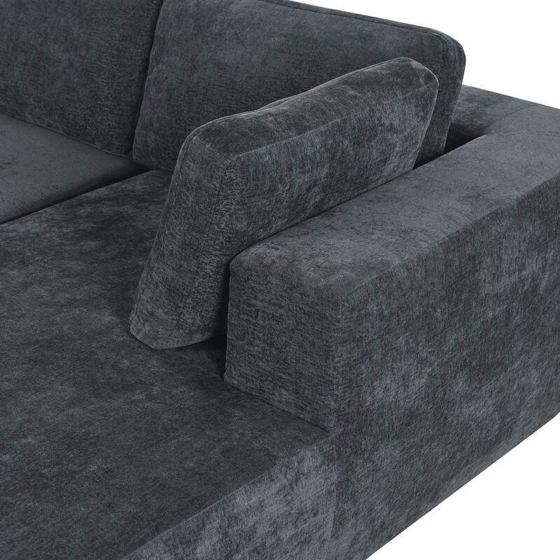 Chenille Large Modular Sectional Sofa with Pillow, 3 Piece Free Combination