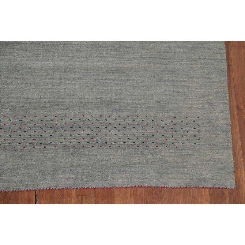Gabbeh Indian Area Rug Handmade Tribal Blue Wool Carpet - 6'10"x 9'9"