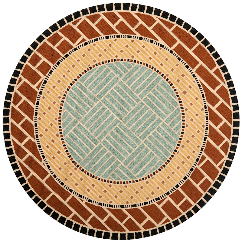 SAFAVIEH Handmade Four Seasons Glyn Floral Rug - 4' Round - Brown/Blue