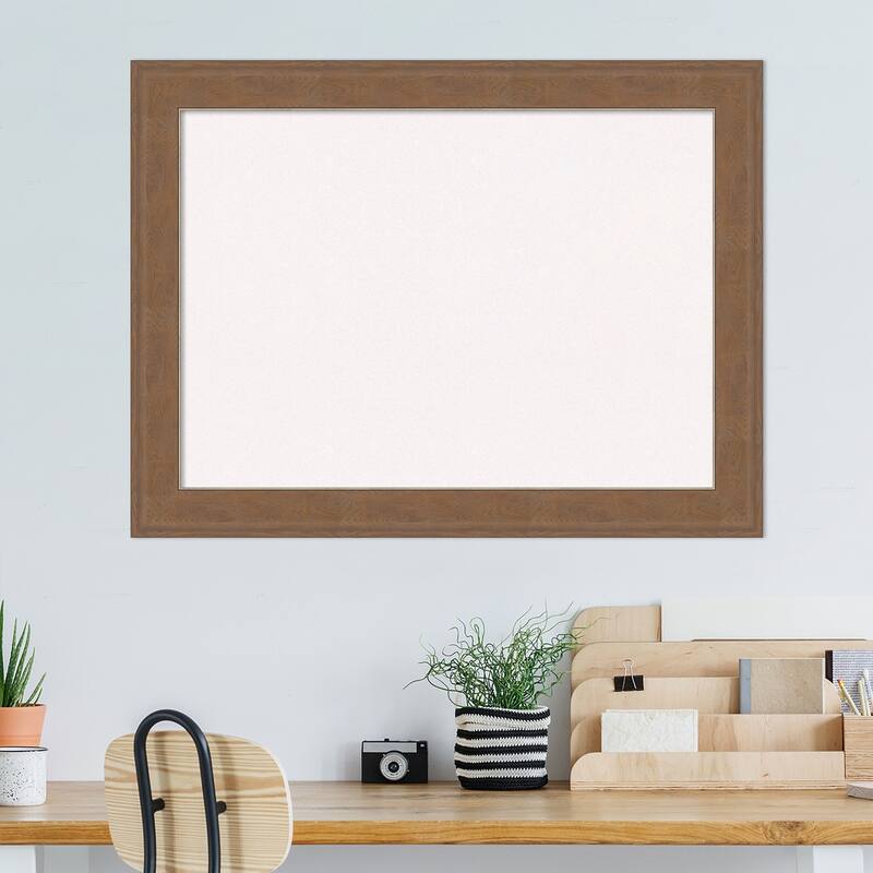 Alta Medium Brown Framed White Corkboard Bulletin Board, Organization Board, Pin Board