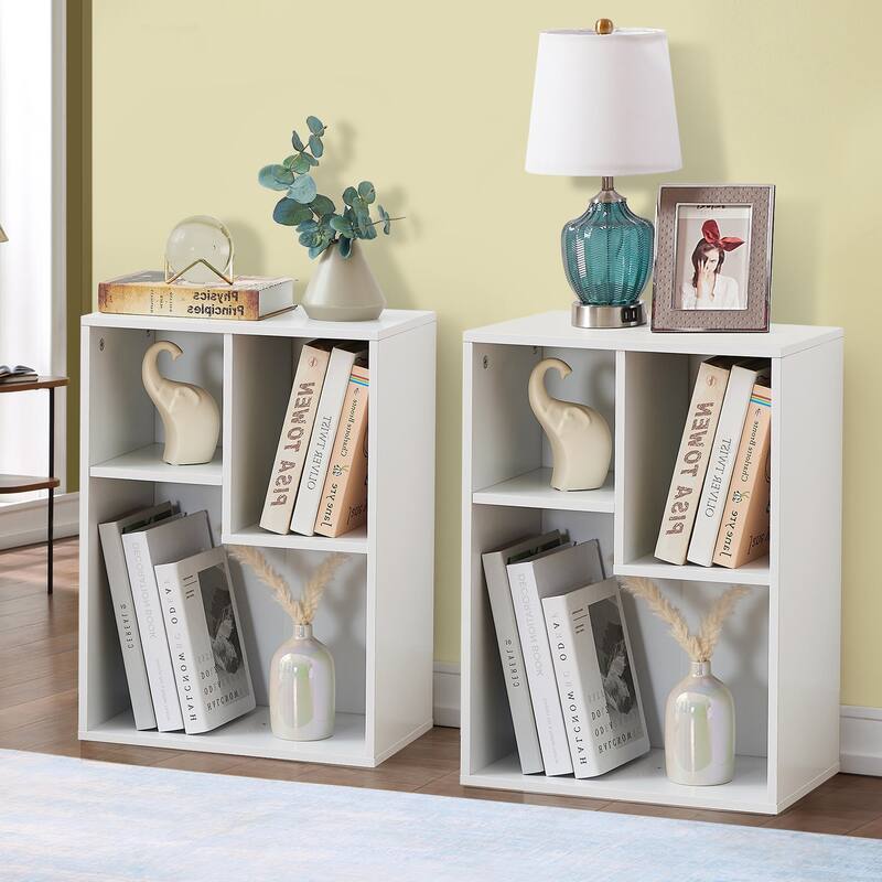 3 Cubes Wood Bookcase 3-Tier Bookshelf Storage Shelf