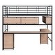 preview thumbnail 10 of 26, Full Size Loft Bed with Bookcase & Cabinet, Metal Loft Bed with L -shaped Built-in Desk, Metal Bed Frame for Kids, Teens, Adults