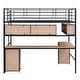 preview thumbnail 9 of 26, Minimalist Style Full Size Metal Loft Kids Bed with Bookcase,Desk,Ladder,Guardrail and Cabinet
