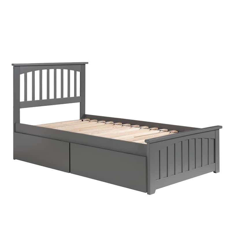 Modern Platform Bed with Footboard & Drawers - Minimalist Design, Under Bed Storage Solution