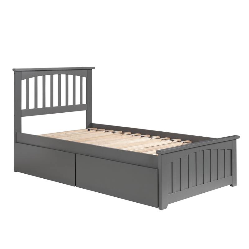 Platform Bed with Footboard & Drawers - Modern Storage Bed Frame - HomeStock