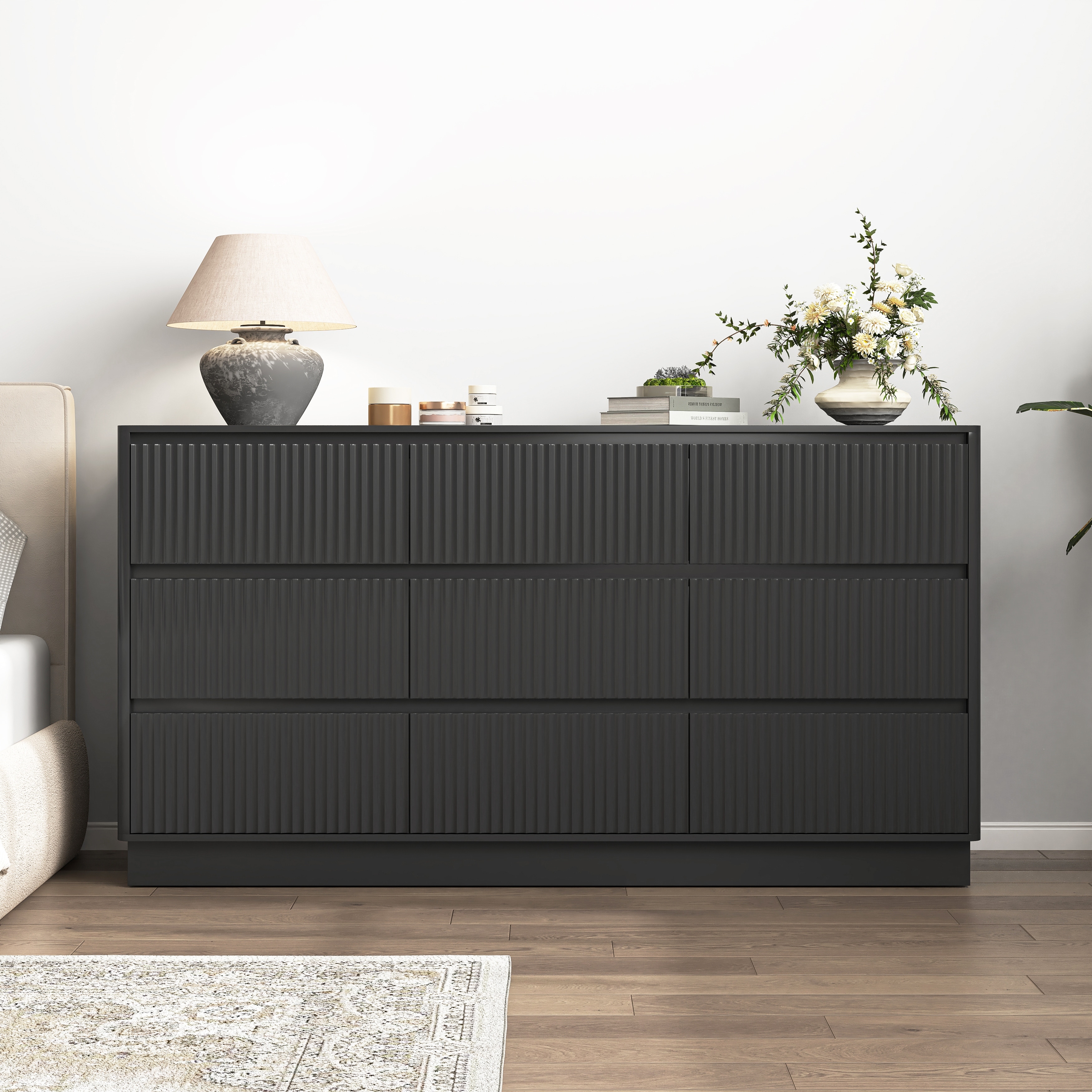 9 Drawer Dresser for Bedroom with large Drawers, Wood Dresser, Large Floor Chest of Drawers, Storage Cabinet Side Table